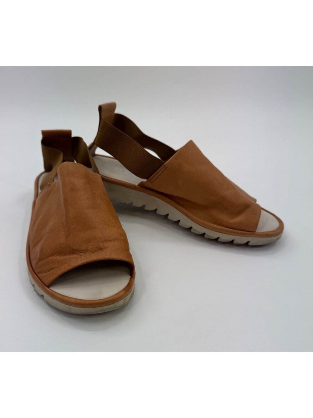 The Flexx Womens Tan Leather Open-Toe Sandals With Elastic Strap - Size US 9 EU